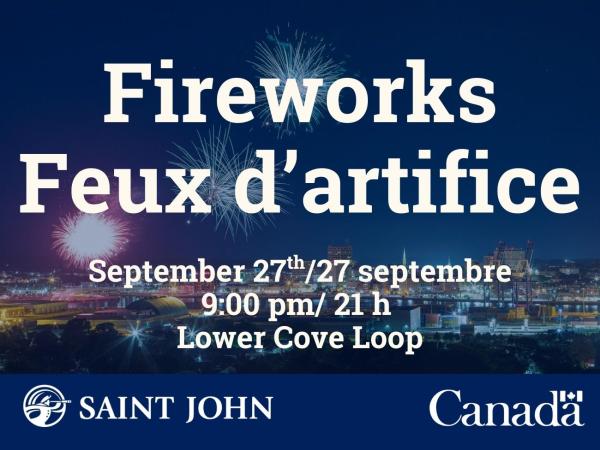 Fireworks over the water at dusk.