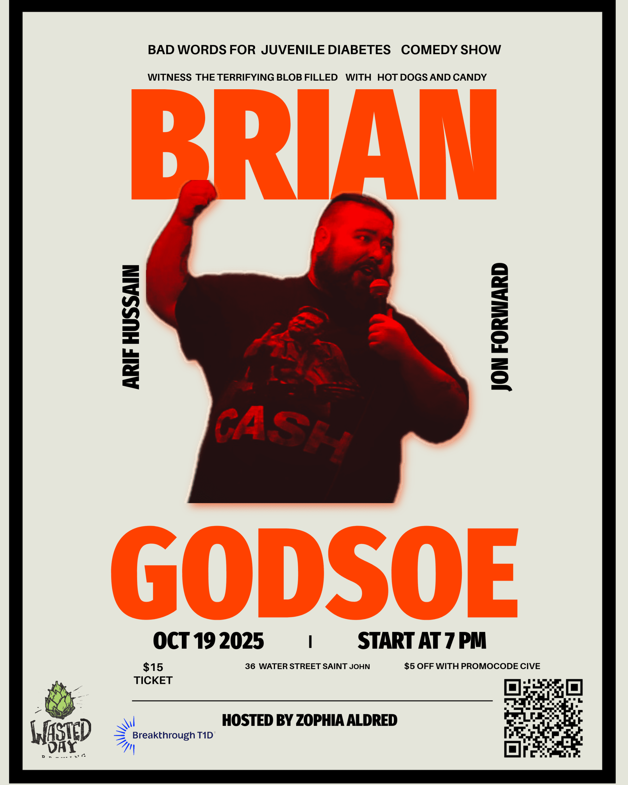 Comedian on stage with microphone