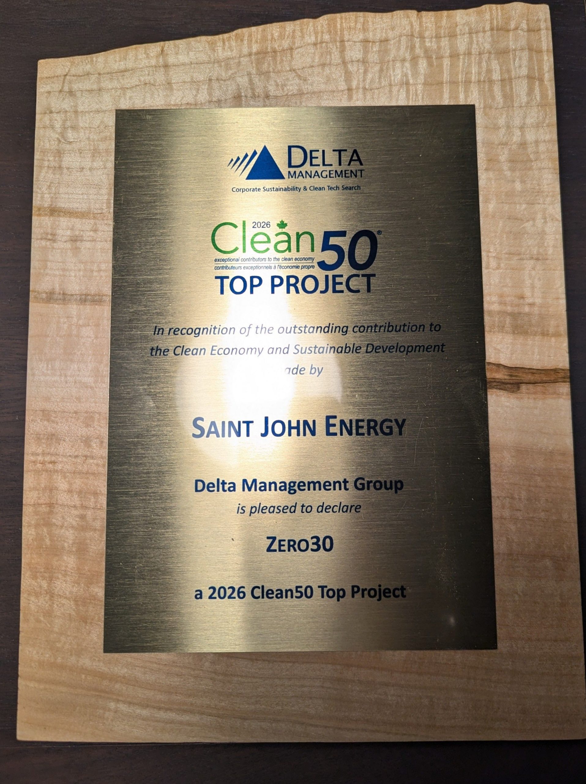 Saint John Energy Zero30 Award