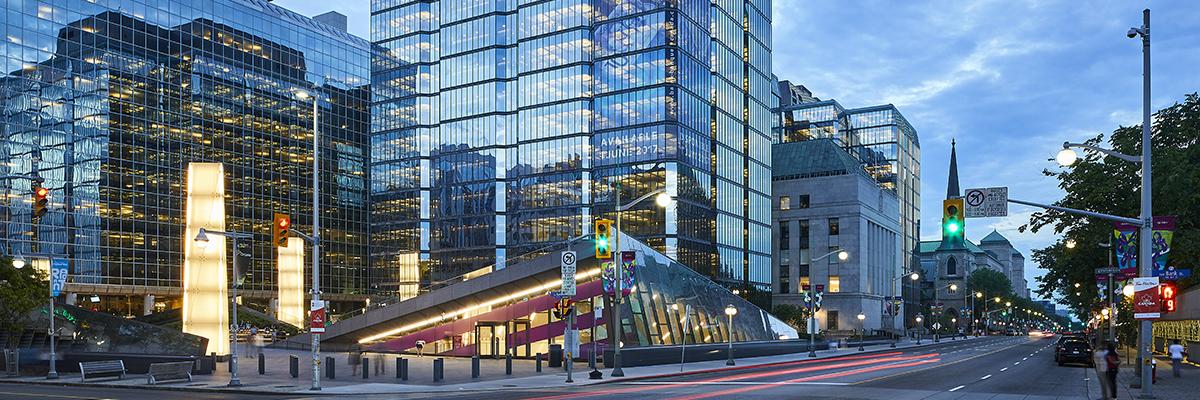 Bank of Canada building with Canadian flag