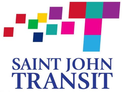 A Saint John Transit bus on a city street.