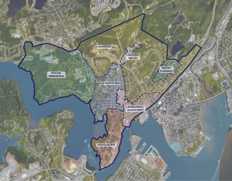 A map showing the boundaries of the North End Neighbourhood Plan.