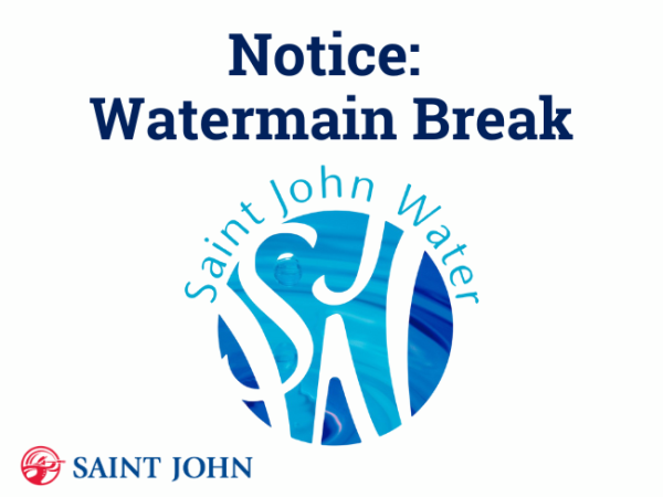 A notice graphic indicating a watermain break.