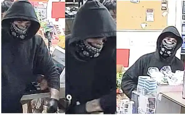 Security camera images of the suspect in an East Saint John robbery.