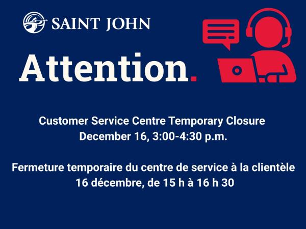 A sign indicating the temporary closure of the Customer Service Centre.