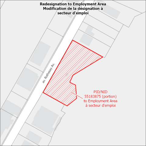 Map showing the portion of land on Rothesay Avenue proposed for rezoning.