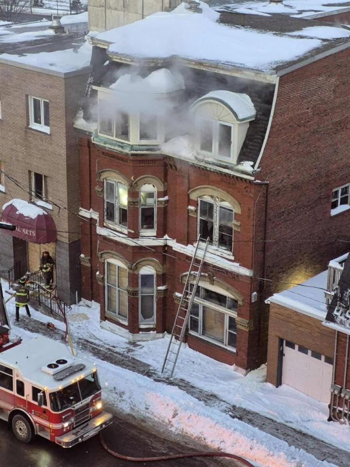 Saint John firefighters on scene at a building fire on Hazen Street.