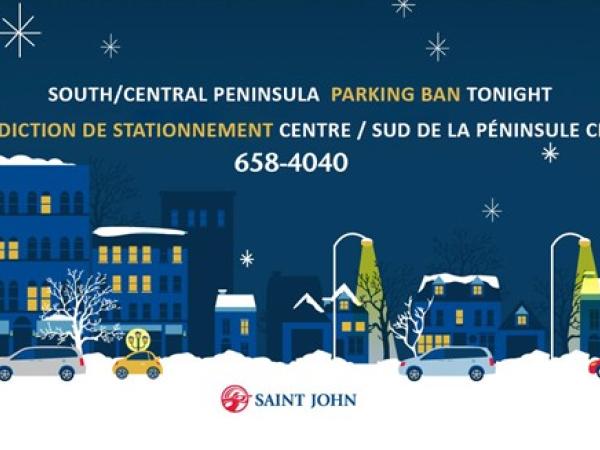 City of Saint John parking ban notice for the South/Central Peninsula.