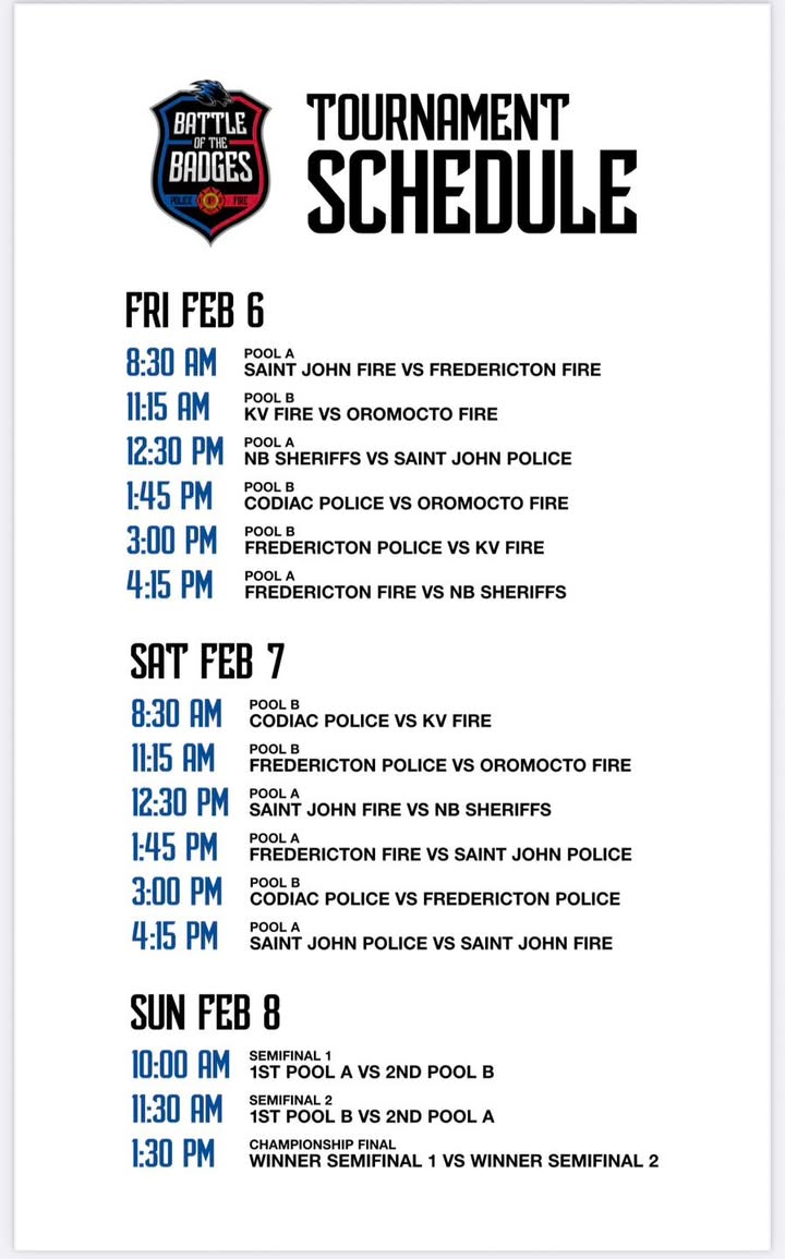 Battle of the Badges Tournament Schedule