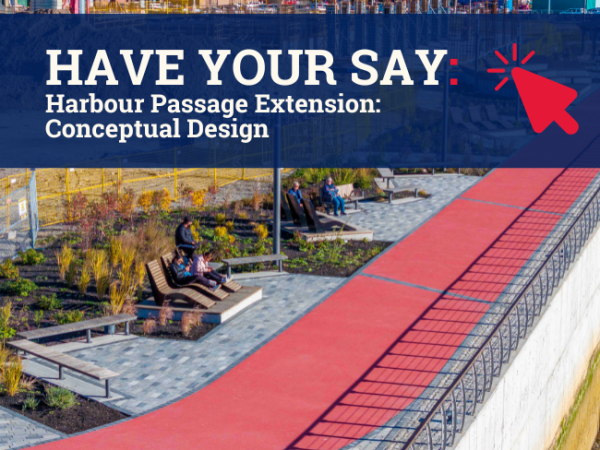 Map graphic showing the Harbour Passage Extension Information Session details