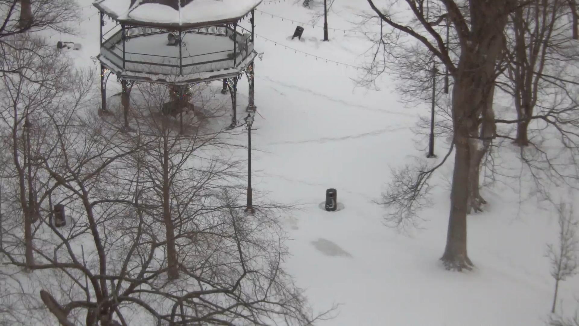 Kings Square Park covered in snow on Feb 24