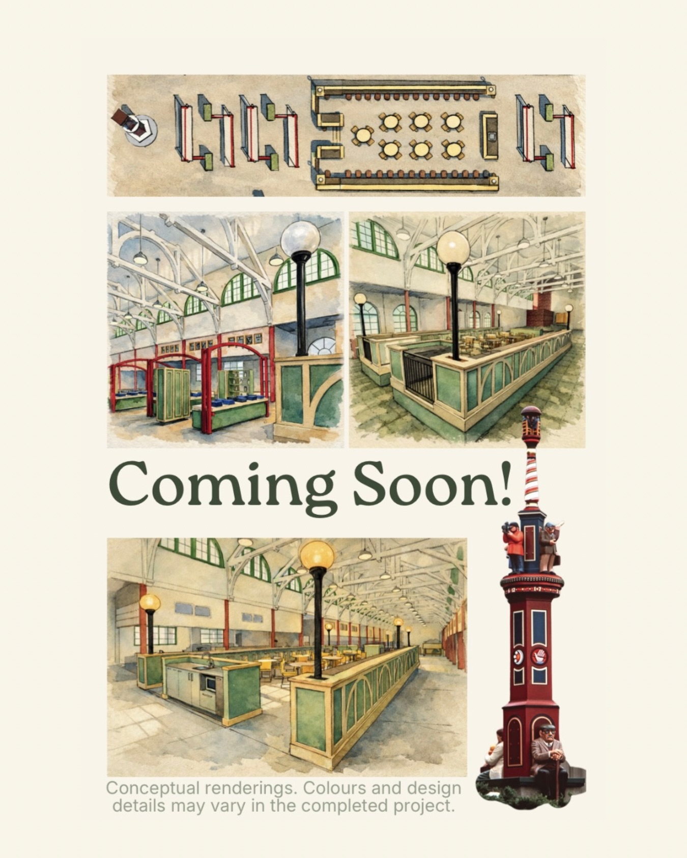 Renderings of a new seating area in the Saint John City Market