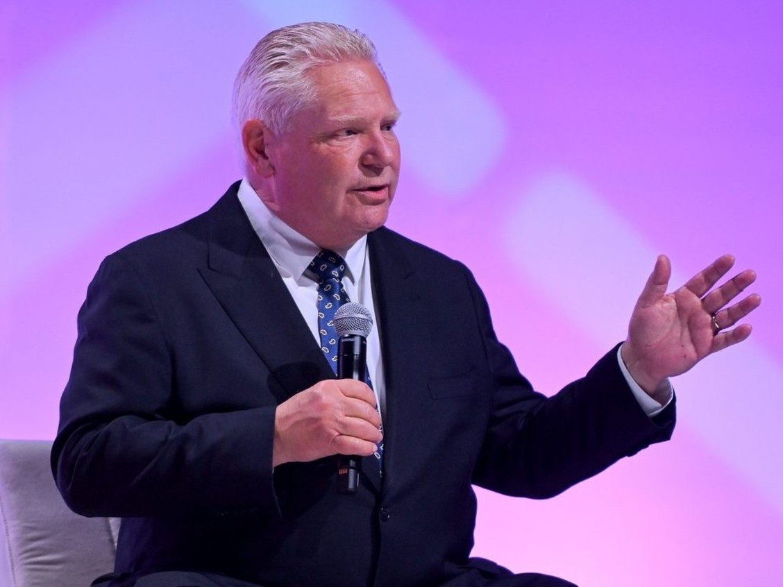 Ontario Premier Doug Ford speaks during a panel discussion