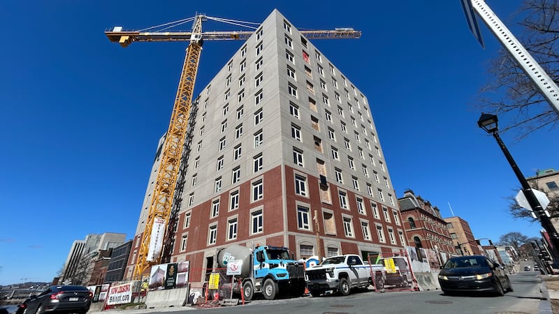 Construction continues on a 152 unit housing project at 99 King Street in uptown Saint John