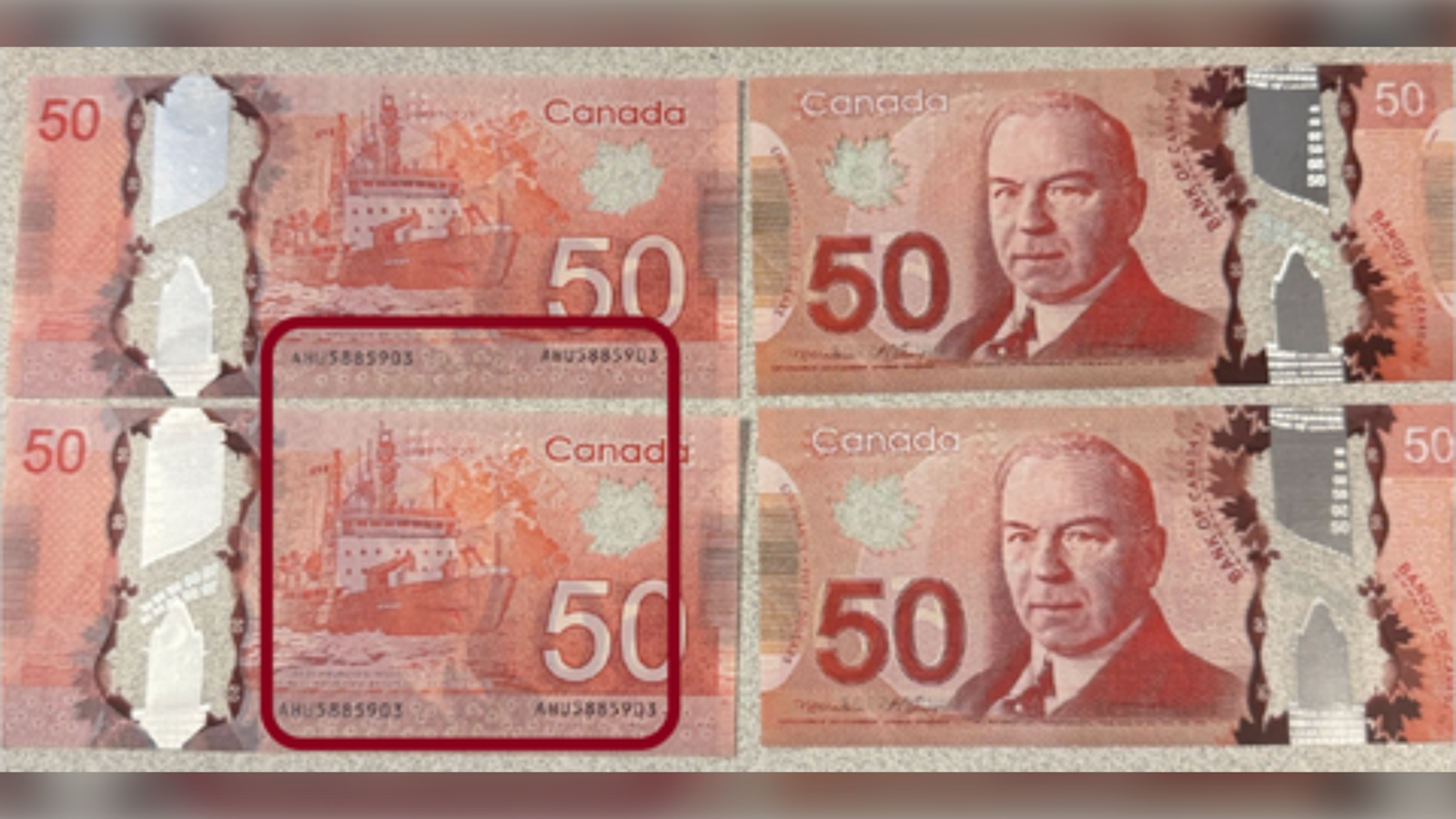 Counterfeit money from the New Brunswick RCMP
