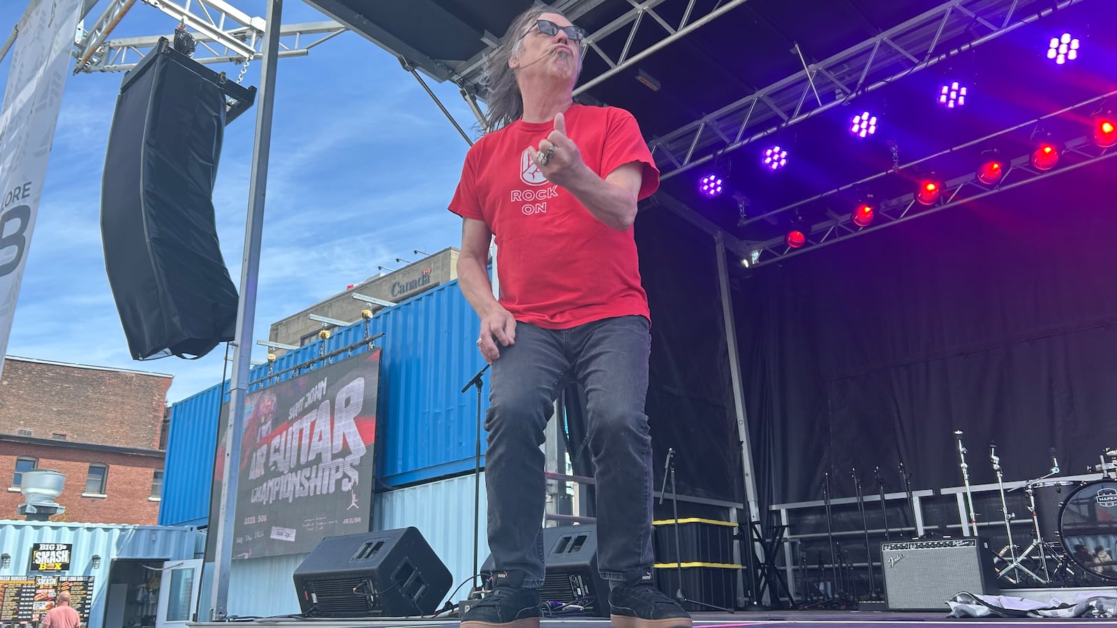 Paul LaGace rocks his air guitar at the Air Guitar Canada East Coast Regional Qualifier in Saint John
