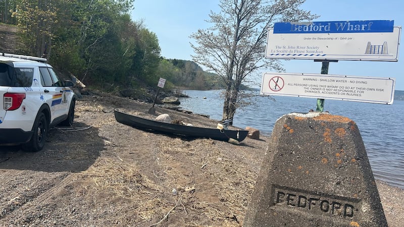 Canoe on the beach belonging to the missing Saint John man