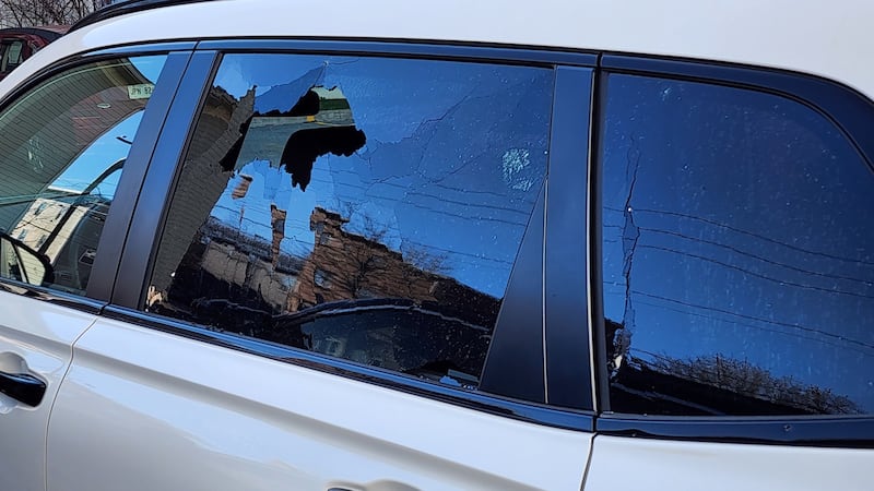 Pellet gun damage to vehicle window