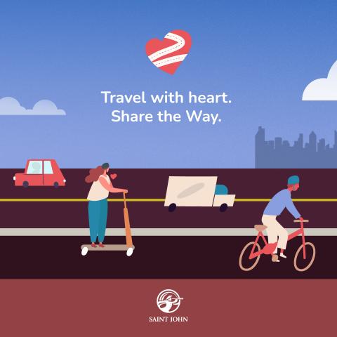 Road safety illustration for electric bikes and scooters