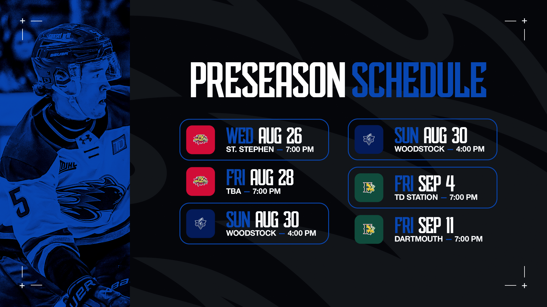Saint John Sea Dogs 2026 Preseason Schedule