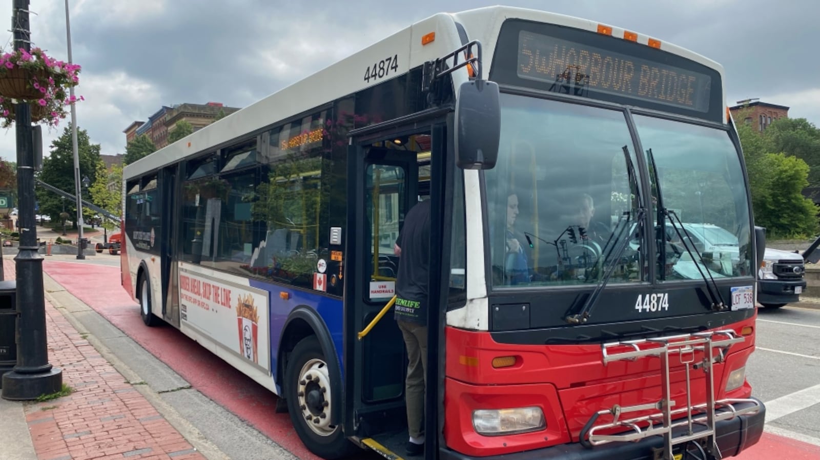 A Saint John Transit bus outside City Hall