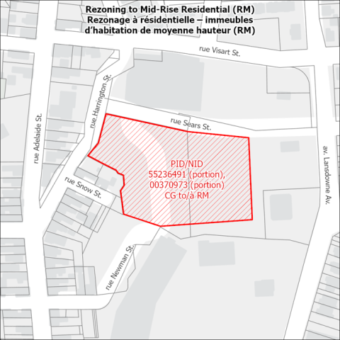 Map of the proposed zoning area at Lansdowne Plaza in Saint John