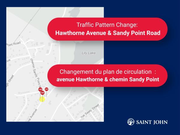 Traffic pattern change construction in Saint John