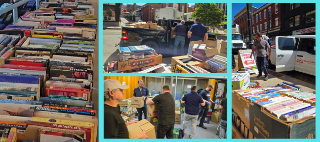 Collage of previous Big Book Sale events at TD Station