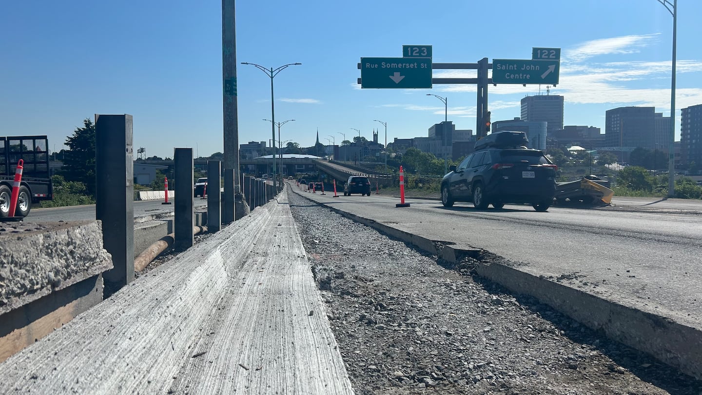 Crews work on the Saint John Harbour Bridge