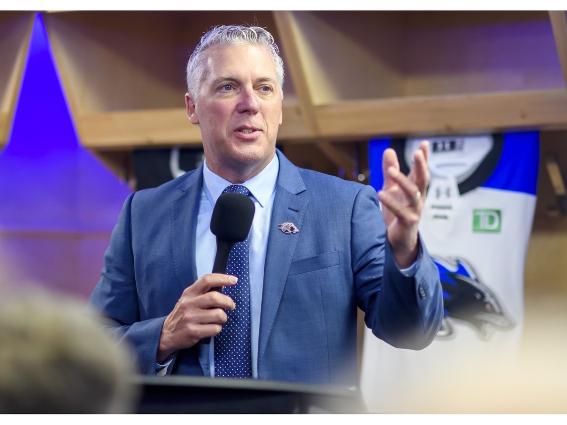Jim Hulton speaks during a media conference in Saint John