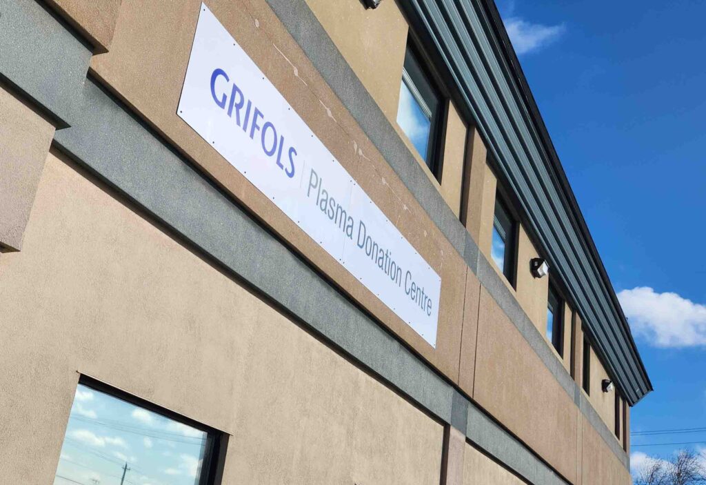 Grifols plasma collection centre in Fredericton