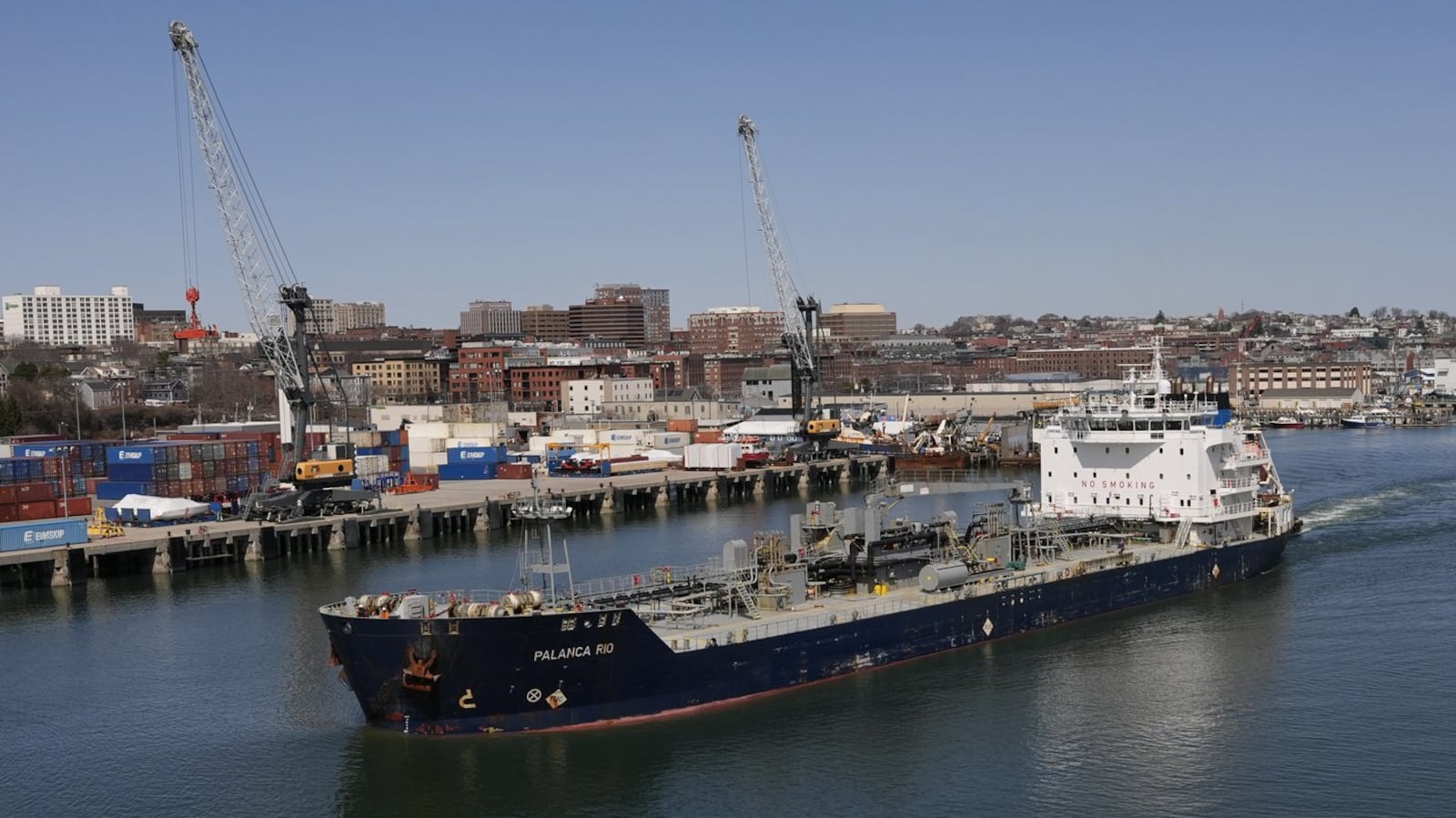 The oil tanker Palanca Rio arrives in Portland Maine after a two day voyage from Saint John New Brunswick